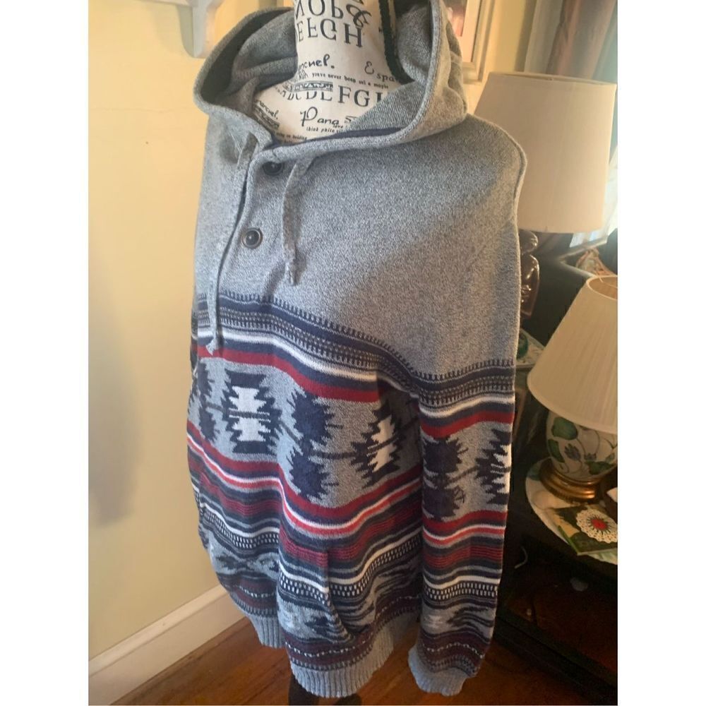 American Eagle Outfitters Mens Hoodie Sweatshirt Aztec Pocket